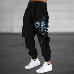 Halloween The Grim Reaper'S Hand Skull Mens Graphic Pants | Casual Sports Outdoor Black Cotton | Sweatpants Joggers Trousers Drawstring Side Pockets Elastic Waist Prints Comfort Breathable Daily Blend