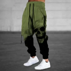Halloween The Skull Pants Mens Graphic | Casual Sports Outdoor Yellow Cotton | Sweatpants Joggers Trousers Drawstring Side Pockets Elastic Waist Prints Comfort Breathable Daily Blend