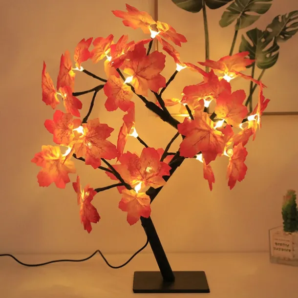 Halloween Tree Lamp Maple Leaf Lamp Halloween Decorative Table Lamp USB Power Supply