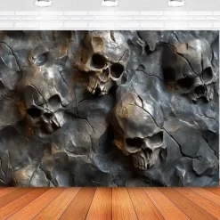 Halloween Trippy Skulls Hanging Tapestry Wall Art Large Tapestry Mural Decor Photograph Backdrop Blanket Curtain Home Bedroom Living Room Decoration