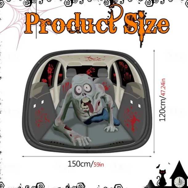 Halloween Trunk Treat Car Banner Car Decoration,Ghost Halloween Decorations Halloween Fabric Car Decoration Halloween Car Trunk Decoration Ghost Pumpkin Wall Covering