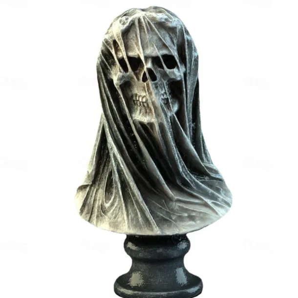 Halloween Veil Reaper Skull Home Decoration Interior Art Desktop Decoration Halloween Resin Crafts Halloween Skeleton Decoration
