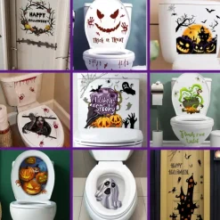 Halloween Wall Stickers, Pumpkin Holiday Decoration Background Wall Bathroom Toilet Stickers