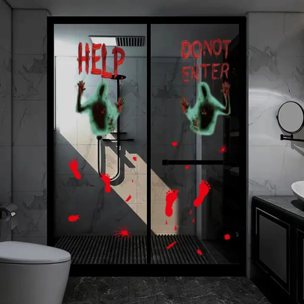 Halloween Wall Stickers, Pumpkin Holiday Decoration Background Wall Bathroom Toilet Stickers