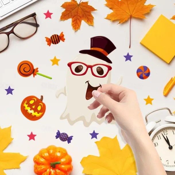 Halloween Wall Stickers, Pumpkin Holiday Decoration Background Wall Bathroom Toilet Stickers