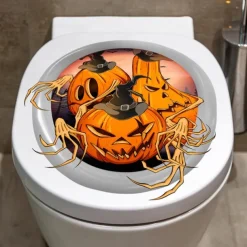 Halloween Wall Stickers, Pumpkin Holiday Decoration Background Wall Bathroom Toilet Stickers