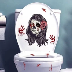 Halloween Wall Stickers, Pumpkin Holiday Decoration Background Wall Bathroom Toilet Stickers