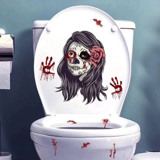 Halloween Wall Stickers, Pumpkin Holiday Decoration Background Wall Bathroom Toilet Stickers