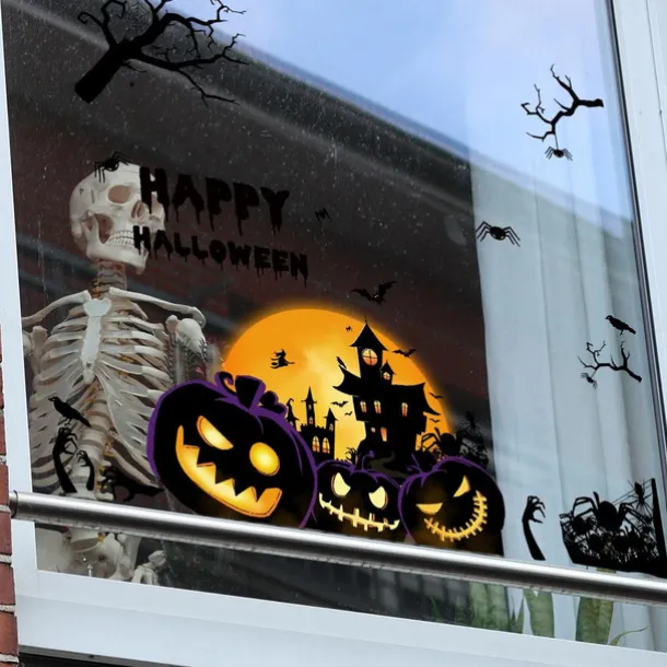 Halloween Wall Stickers, Pumpkin Holiday Decoration Background Wall Bathroom Toilet Stickers