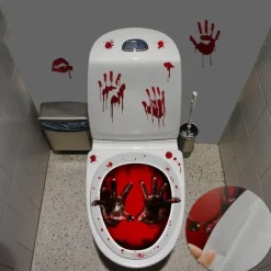 Halloween Waterproof Halloween Horror Night Blood Hand Toilet Sticker Horror Halloween Series Skeleton Pumpkin Witch