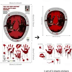 Halloween Waterproof Halloween Horror Night Blood Hand Toilet Sticker Horror Halloween Series Skeleton Pumpkin Witch