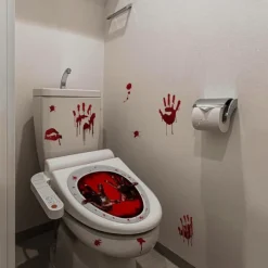 Halloween Waterproof Halloween Horror Night Blood Hand Toilet Sticker Horror Halloween Series Skeleton Pumpkin Witch