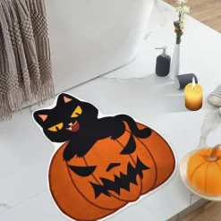 Halloween Welcome Mat, Non-Slip Doormat, Durable and Washable Indoor/Outdoor Floor Rug for Porch, Entryway, and Home Décor