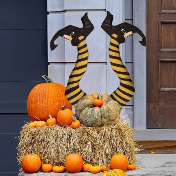 Halloween Wicked Witch Legs with Stakes, Halloween Witch Prop Decoration, Halloween Outdoor, Lawn, Yard and Patio Decor Halloween Decorations