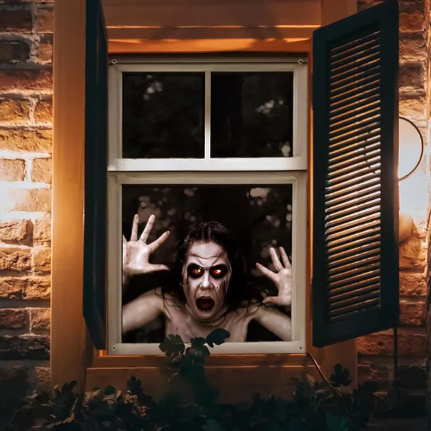 Halloween Window Cover Decorations, Fabric Bloody Hand Creepy Halloween Curtain Horror Movie Poster Window Door Covering Decor for Haunted House, Scary Halloween Window Clings Decals Indoor Outdoor