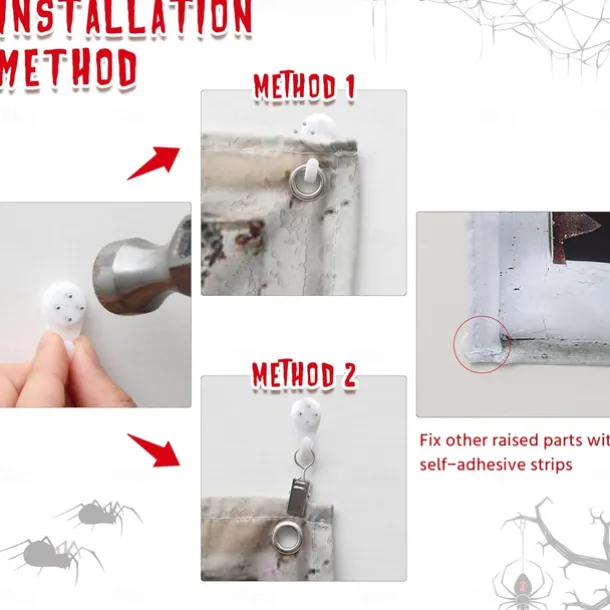 Halloween Window Cover Decorations, Fabric Bloody Hand Creepy Halloween Curtain Horror Movie Poster Window Door Covering Decor for Haunted House, Scary Halloween Window Clings Decals Indoor Outdoor