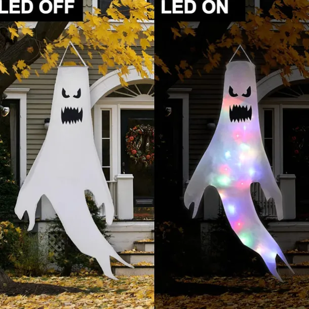 Halloween Windsock Flag 39 Inch Spooky Cartoon Flag Wind Socks Pumpkin Bat Ghost Monster Outdoor Hanging Decoration for Home Yard Patio Lawn Garden Tree Party Decoration