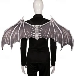 Halloween Wings Demon Bone Skeleton Folding Batpunk Fallen Angel Evil Festival Carnival Props Men and Women Halloween Carnival Ball Props Foldable Black and White Non woven Fabric Demon Bone Wings
