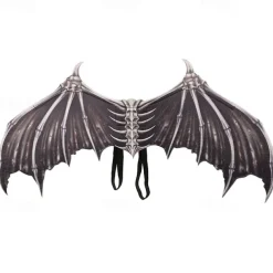 Halloween Wings Demon Bone Skeleton Folding Batpunk Fallen Angel Evil Festival Carnival Props Men and Women Halloween Carnival Ball Props Foldable Black and White Non woven Fabric Demon Bone Wings