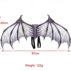 Halloween Wings Demon Bone Skeleton Folding Batpunk Fallen Angel Evil Festival Carnival Props Men and Women Halloween Carnival Ball Props Foldable Black and White Non woven Fabric Demon Bone Wings