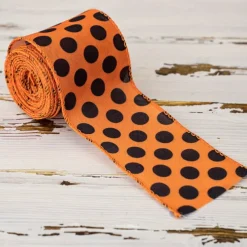 Halloween Wired Edge Ribbon 4 Rolls Bat Spider Pumpkin Printed Ribbon Witch Legs Hat Dot Grosgrain Ribbons for Halloween Home Wreath DIY Craft Floral Bow