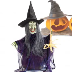 Halloween Witch Decorations, Halloween Witches Open Witch Figures Halloween Decorations Sound Active - Home Decor, Party Gift Supplies, Indoor Outdoor with Lighted Eyes