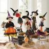 Halloween Witch Doll Resin Figurines Tabletop Ornament Home Office Decoration Boys Girls Birthday Festival Gift Collectibles