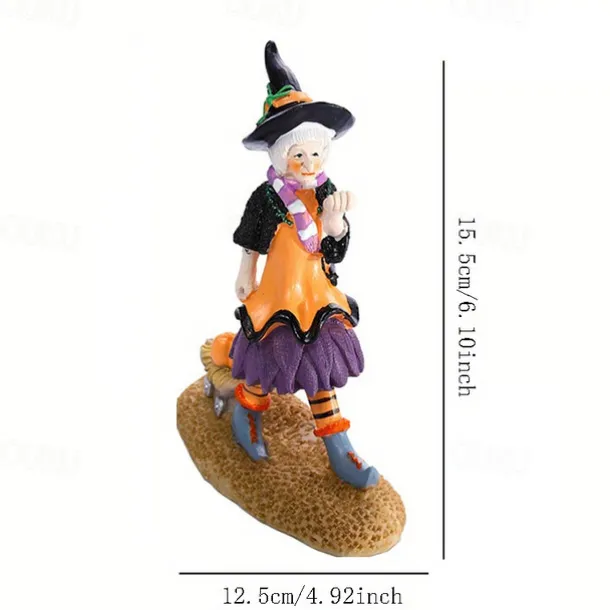 Halloween Witch Doll Resin Figurines Tabletop Ornament Home Office Decoration Boys Girls Birthday Festival Gift Collectibles