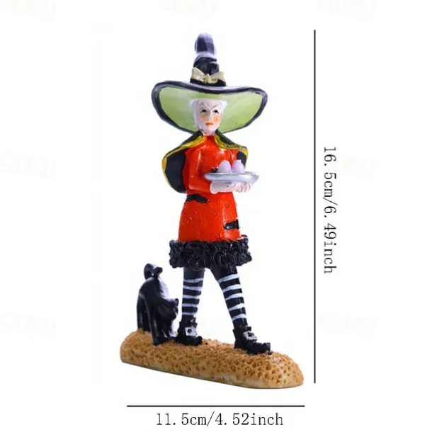 Halloween Witch Doll Resin Figurines Tabletop Ornament Home Office Decoration Boys Girls Birthday Festival Gift Collectibles