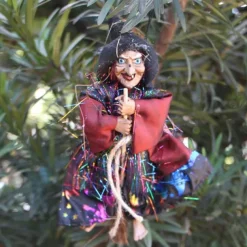 Halloween Witch Dolls Decoration Accessories Scary Figurines Prop Craft Ornaments Hanging Ghost Pendant for Garden Haunted House Bars Party Decor