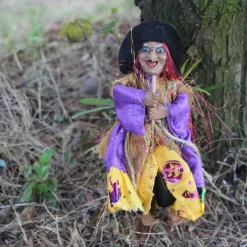 Halloween Witch Dolls Decoration Accessories Scary Figurines Prop Craft Ornaments Hanging Ghost Pendant for Garden Haunted House Bars Party Decor