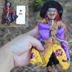 Halloween Witch Dolls Decoration Accessories Scary Figurines Prop Craft Ornaments Hanging Ghost Pendant for Garden Haunted House Bars Party Decor
