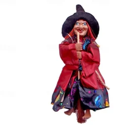 Halloween Witch Dolls Decoration Accessories Scary Figurines Prop Craft Ornaments Hanging Ghost Pendant for Garden Haunted House Bars Party Decor