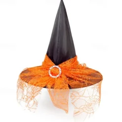 Halloween Witch Hat With Spider Web Veil Women's Costume Party Hat Wizard Hat Magician Halloween Headdress Party Hat Halloween Hat Witch Decoration Props Adult Children Cosplay Witch Gauze Headdress