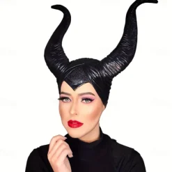 Halloween Witch Maleficent Hat Halloween Props Ox Horns Adults' Women's Halloween Halloween Carnival Easy Carnival Costume for Walpurgis Night