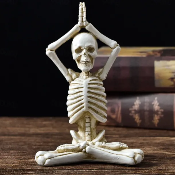 Halloween Yoga skeleton figure decoration with skull resin craft knickknacks