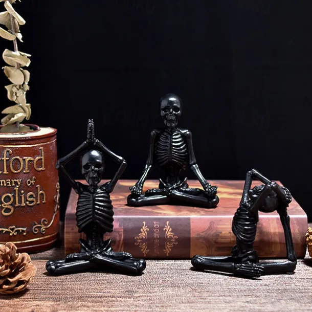 Halloween Yoga skeleton figure decoration with skull resin craft knickknacks
