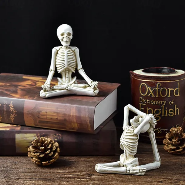 Halloween Yoga skeleton figure decoration with skull resin craft knickknacks