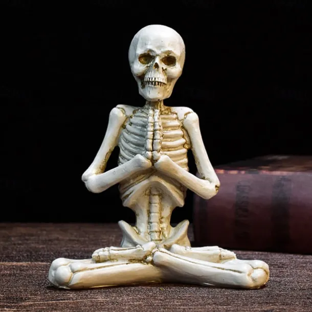 Halloween Yoga skeleton figure decoration with skull resin craft knickknacks