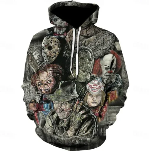 Halloween Zombie Hoodie Print 3D Front Pocket Graphic For Couple's Men's Women's Adults' Halloween Carnival Masquerade 3D Print Vacation Halloween