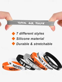 Halloween-Themed Silicone Wristbands – Assorted Colors and Designs for Trick-or-Treat Parties, Events, and Gifts