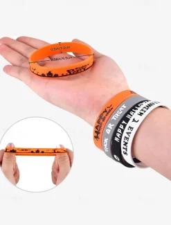 Halloween-Themed Silicone Wristbands – Assorted Colors and Designs for Trick-or-Treat Parties, Events, and Gifts