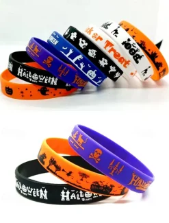 Halloween-Themed Silicone Wristbands – Assorted Colors and Designs for Trick-or-Treat Parties, Events, and Gifts