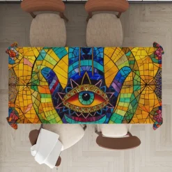 Hamasa Hand Ramadan Rectangle Tablecloth Waterproof Rectangular Table Cloth for Kitchen Dining