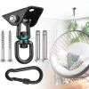 Hammock Hanging Kit, 360° Rotate 1000 Lb Capacity Heavy Duty Swing Permanent Antirust Stainless Steel Silent Ultra Durable Hooks, Multiple Indoor Outdoor Gym Yoga Tree Hammock Chair Sandbag Swing Sets