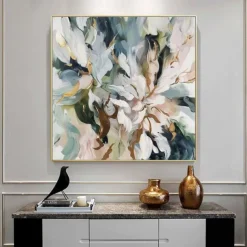 Hand Paint Large Original Flower Oil Painting on Canvas Abstract Flower Painting Boho Acrylic Floral Art Large Wall Art Modern Custom Living Room Decor No Frame