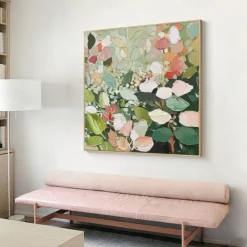 Hand Paint Large Original Flower Oil Painting on Canvas Abstract Flower Painting Boho Acrylic Floral Art Large Wall Art Modern Custom Living Room Decor No Frame