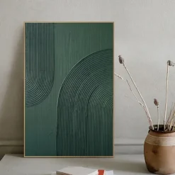 Hand painted White Abstract Painting on Canvas handmade 3D Textured Wall Art Green Modern painting for handmade Canvas Art painting for Living Room Decor Trendy artwork Home Decor Hotel Art Piece