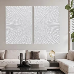 Hand painted Abstract Minimalist Monochrome oil painting handmade Triptych Art On Canvas White Textured oil painting Minimalist Wall Art Wall Decor painting