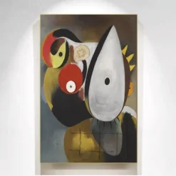 Hand Painted Copy Famous Joan Miro Paintings on Canvas Modern Artwork Abstract Canvas Wall Art Pictures For Living Room Decor (Dancer Heart Love) Frameless